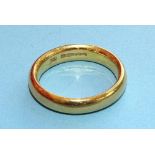 A 22ct gold wedding band, size N½, 8.6g.