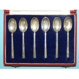 A set of six Mappin & Webb 'British Hallmarks' teaspoons in fitted case, hallmarks for 1953, ___2.2o