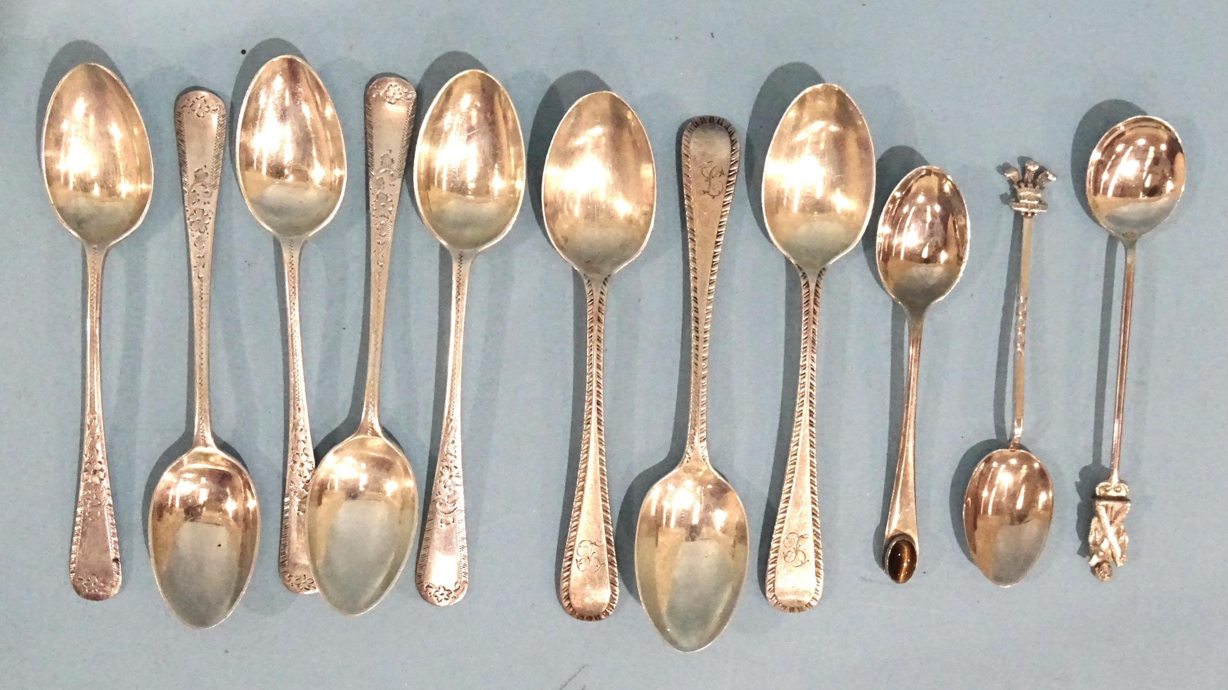 A collection of silver teaspoons, various dates and makers, ___4.45oz (138g).