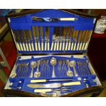 Viners Ltd, a plated twelve-piece canteen of cutlery contained in fitted case, on barley-twist