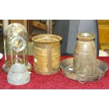 A constructed mantel clock with Japy Frères movement, bell strike, under glass dome, on circular