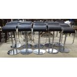 A set of ten modern chrome adjustable breakfast bar stools, with swivel leather-effect seats, (10).