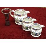 A set of three Victorian graduated jugs decorated with Oriental figures and flowers, painted '