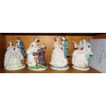 A set of four Royal Worcester 'The Age of Courtship' limited-edition figurines: 'The Flirtation', '