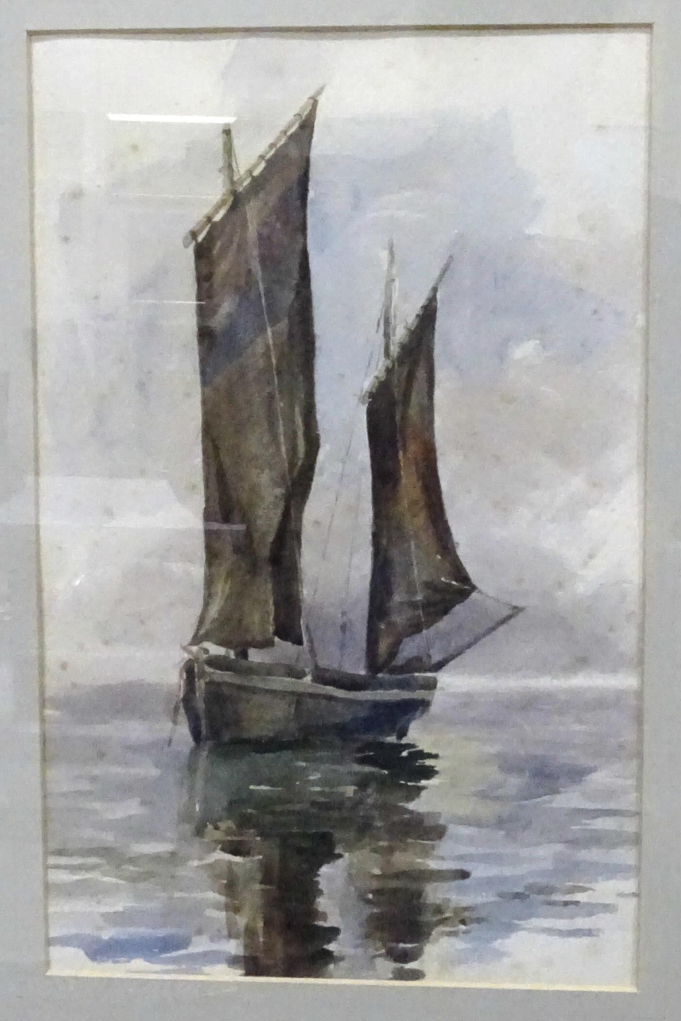 E.E.N, 'Fishing vessels with buoy in foreground', oil on canvas, initialled, 20 x 53.5cm and a - Image 3 of 5