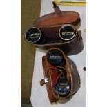 A pair of military 7x50 binoculars by Optical & Film Supply Co, USA, in leather case and a pair of