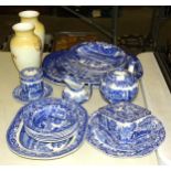 Three Enoch Woods 'Castles' blue and white graduated meat plates, four matching shallow dishes and