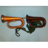 An early-20th century military copper bugle by Hawkes & Son, Denman Street, Piccadilly Circus,