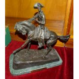 After Frederic Remington (American 1861-1909), 'Cowboy', a later cast bronze sculpture, signed on