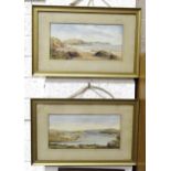 C E Hills, 'Burrator Reservoir', signed watercolour dated 1926, 17 x 34cm, a companion 'Bigbury',