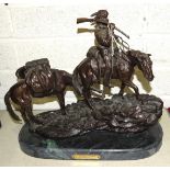 After Frederic Remington (American 1861-1909), a bronze casting "White Trapper" on marble base,