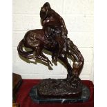 After Frederic Remington (American 1861-1909), a cast bronze sculpture "The Outlaw" 52.5cm high,