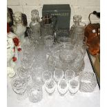 A collection of cut glass, including a set of six Waterford Crystal Port glasses, (one chipped), six