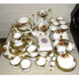 Approximately fifty-seven pieces of Royal Albert Old Country Roses tea, coffee and dinner ware.