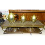 An early-20th century copper hot plate of rectangular form having two burners by Henry Loveridge &