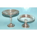 An American sterling silver tazza, the top with pierced edge and embossed rim decoration, on