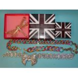 A Butler & Wilson coloured paste-set curb-link necklace and matching bracelet, (boxed), a boxed