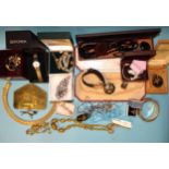 A quantity of costume jewellery and wrist watches.