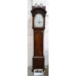 An antique mahogany longcase clock, the dial with painted face, signed James Pike, Newton Abbot,