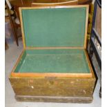 A 19th century grained wood baize-lined silver chest, 70cm wide, 38cm high.