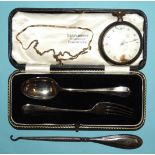 A pair-cased pocket watch by Philip Wadge, Lewanick, (in poor condition), a silver christening spoon