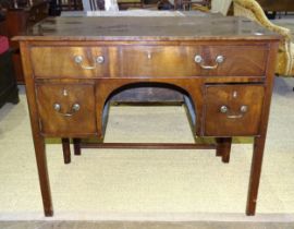 A quantity of 19th century and later mahogany furniture, to include: a kneehole dressing table, 98cm