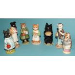 A collection of six Beswick Beatrix Potter BP-3b figures: 'Duchess', 'Ginger', 'Susan', '