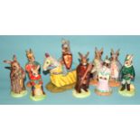 Eight Royal Doulton Bunnykins figures from the 'Robin Hood' series: 'Robin Hood' DB244, 'Maid