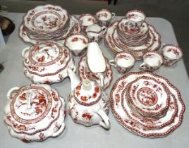 A collection of Coalport "Indian Tree Coral" tea and dinner ware, approximately fifty pieces.