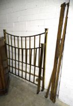 A brass 4' 6'' bedstead of box section, with irons.