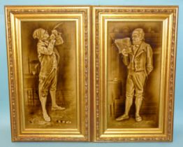 Two Sherwin & Cotton Dickensian figure tiles modelled in low relief by George Cartlidge, c1890,