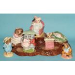 A collection of seven Beswick Beatrix Potter figures: 'Little Pig Robinson - Spying', 'Goody & Timmy