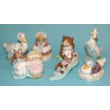 A collection of fifteen Beswick Beatrix Potter figures, including 'Mr Drake Puddle-Duck', 'Lady