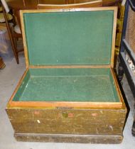 A 19th century grained wood baize-lined silver chest, 70cm wide, 38cm high.