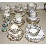 A collection of Melba China teaware decorated with pansies, thirty-five pieces, (no visible