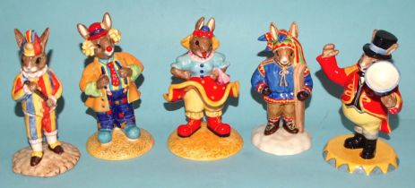 A collection of fifteen Royal Doulton Bunnykins figures: 'Clarissa The Clown' DB331, 'Clarence The