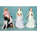 A collection of seven Royal Doulton figurines: 'Farmer' HN3195, 'The Master' HN2325, 'Fair Maid'