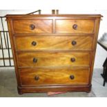 A Victorian mahogany straight-front chest of two short and three long drawers, on bun feet, 120cm