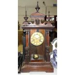 A walnut American mantel clock, an ebonised print after Bartolozzi and other items.