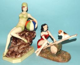 Two Kevin Francis/Peggy Davies Ceramics figurines: 'Beach Belle' 290/750 and 'Making Friends' 2002