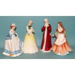 A collection of four Royal Doulton figurines: 'Wintertime' HN3060, 'Springtime' HN3033, 'Summertime'