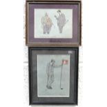 V S Addison, a golfing cartoon, It's not an oval ball, it's an egg, signed watercolour, dated