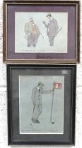 V S Addison, a golfing cartoon, It's not an oval ball, it's an egg, signed watercolour, dated
