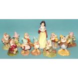 A collection of thirteen Royal Doulton 'Snow White & The Seven Dwarfs' figures: 'Snow White' SW9, '