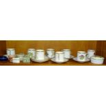 Eight Royal Worcester floral coffee cans and saucers and other modern ceramics.