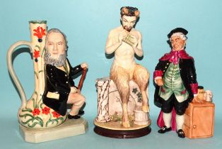 Two Kevin Francis/Peggy Davies Ceramics figurines: 'Pan' 88/500, (no CofA) and 'The Alchemist' (with