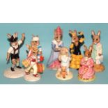 A collection of fifteen Royal Doulton 'Bunnykins' figures, including 'Mystic', 'Sundial', 'Stop