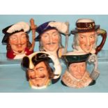 A collection of twenty-one Royal Doulton character jugs, including 'Bacchus' D6499, 'Long John
