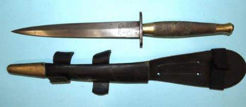 Fairbairn-Sykes, an Indian copy of a WWII second pattern 'The F-S fighting knife', with brass