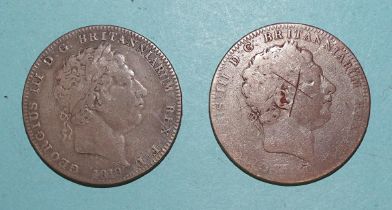 Two George III (1760-1820) crowns, 1819 & 1820.